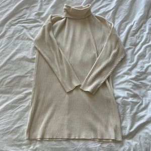 Cream Turtleneck Sweater Dress